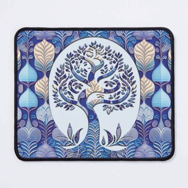 Item preview, Blue and White Tree with Flowers and leaves Pattern designed and sold by Witsprings.
