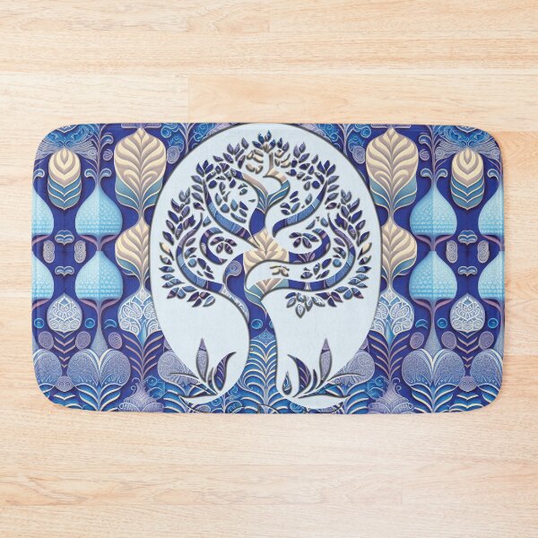 Item preview, Blue and White Tree with Flowers and leaves Pattern designed and sold by Witsprings.