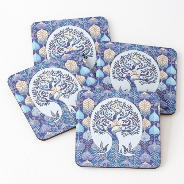 Item preview, Blue and White Tree with Flowers and leaves Pattern designed and sold by Witsprings.
