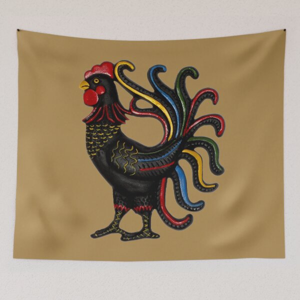 Item preview, Black Cast Iron Rooster with Colorful Plumage designed and sold by DEL-Productions.