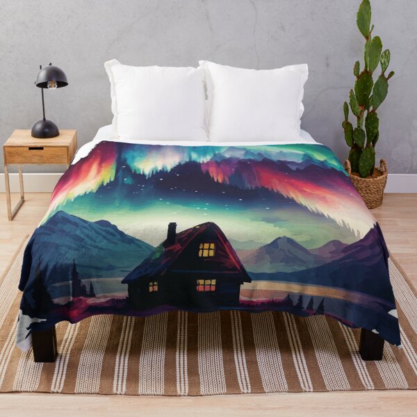 Item preview, Aurora Borealis Over Lake House - Wanderlust Traveller designed and sold by GVRDesign.