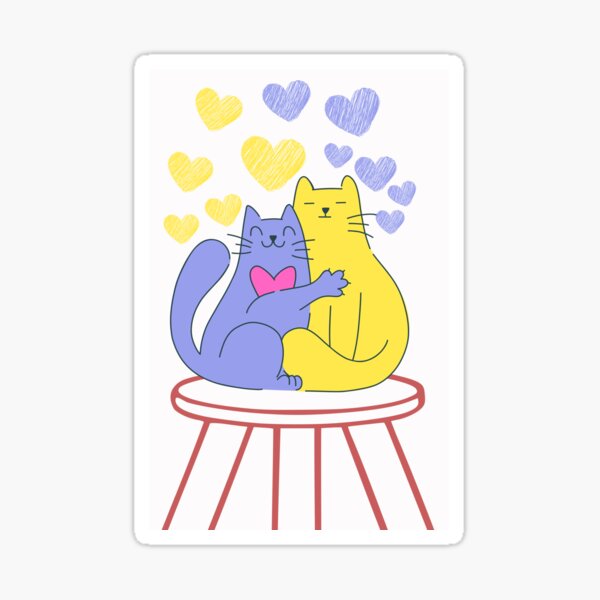 Premium Vector  Two cats sit together in an embrace gray and red cat