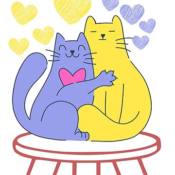 Premium Vector  Two cats sit together in an embrace gray and red cat