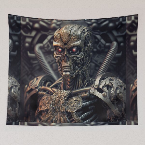 Item preview, Ancient Ninja Warrior Cyborg Terminator Skull from the Bronze Age designed and sold by ArtificialEye.