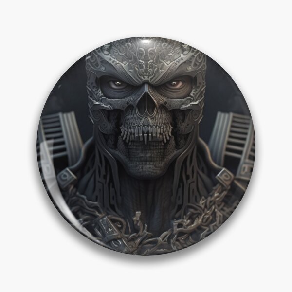 Item preview, Dark Cursed Ninja Warrior Cyborg Terminator Skull from the Bronze Age designed and sold by ArtificialEye.