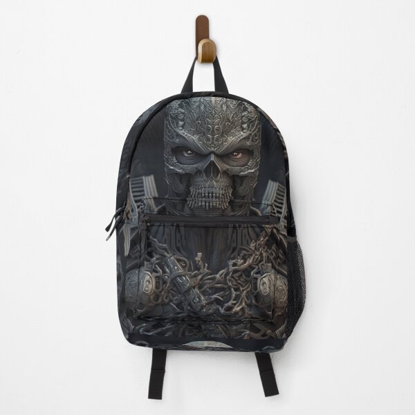 Item preview, Dark Cursed Ninja Warrior Cyborg Terminator Skull from the Bronze Age designed and sold by ArtificialEye.