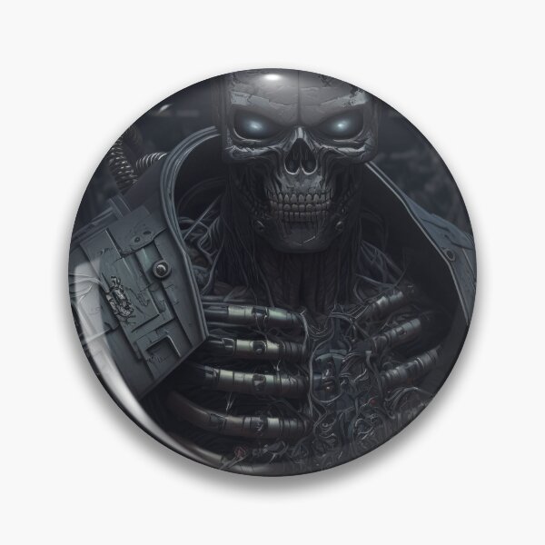 Item preview, Evil Undead Ninja Warrior Cyborg Terminator Skull from the Bronze Age designed and sold by ArtificialEye.