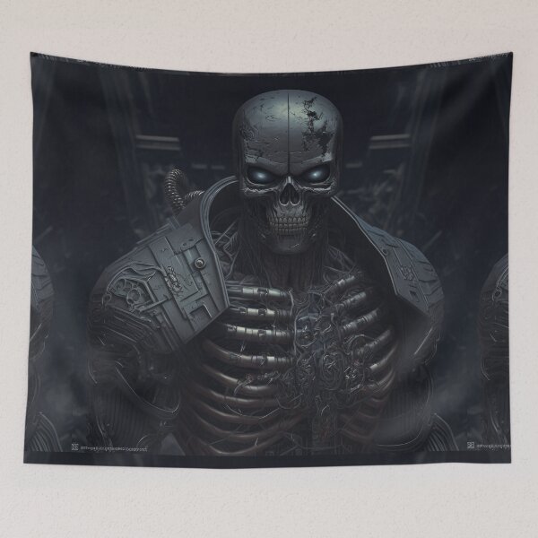 Item preview, Evil Undead Ninja Warrior Cyborg Terminator Skull from the Bronze Age designed and sold by ArtificialEye.
