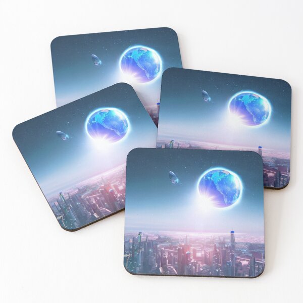 Item preview, Futuristic City Looking Up To Earth & Space designed and sold by Space-Wear.