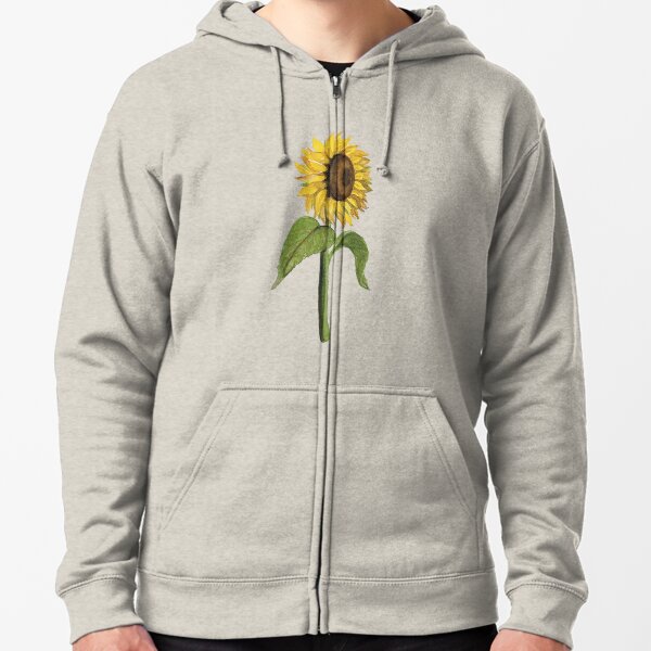 A blooming sun flower watercolor painting Zipped Hoodie