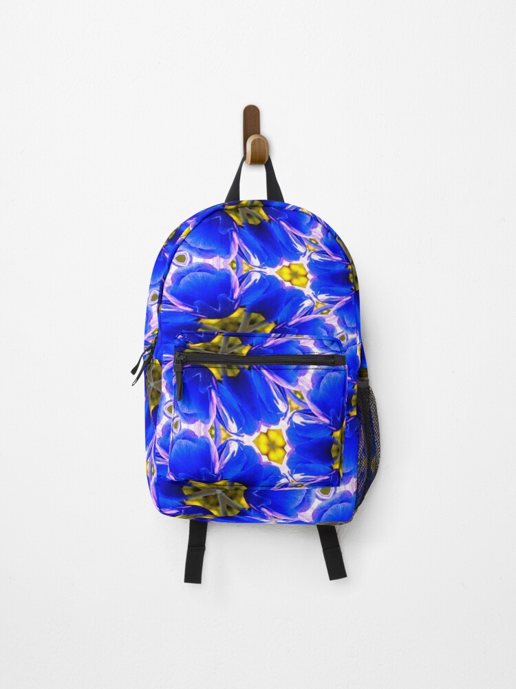 Thumbnail 1 of 3, Backpack, Royal Blue Flower Pattern designed and sold by Patternflower.