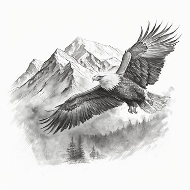 Eagle and Mountain Sketch