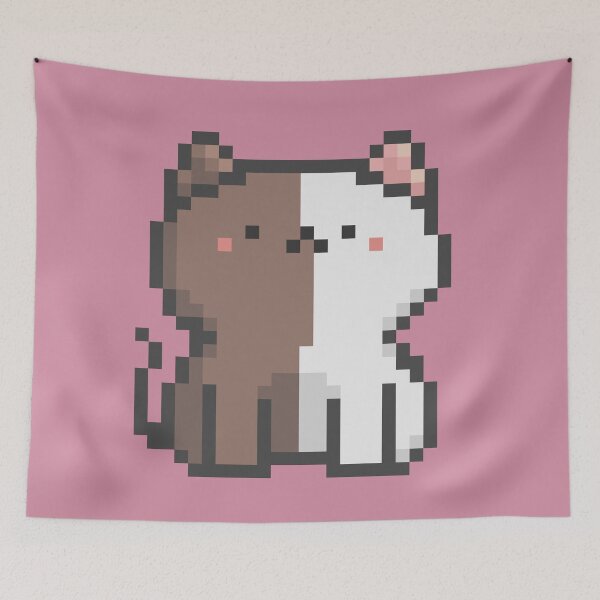 Item preview, Pixel Quiet Two Face Brown White Cat 39 designed and sold by sosorimaru.