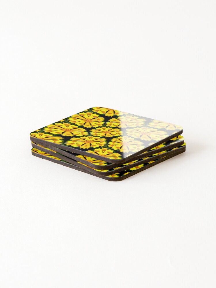 Thumbnail 4 of 5, Coasters (Set of 4), Golden Flower Pattern designed and sold by Patternflower.