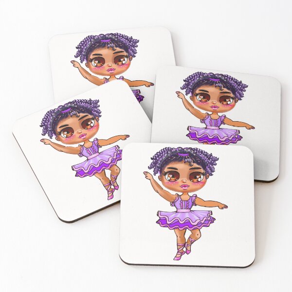 Item preview, Chibi African American, Black ballerina girl with corn rows ballet dancing 3. beautiful  black girl with Afro hair and dark brown skin wearing a pink tutu. Love Ballet designed and sold by Artonmytee.