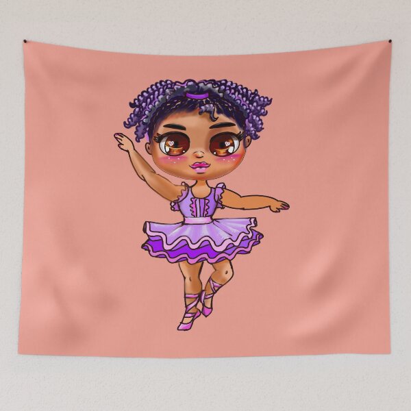Item preview, Chibi African American, Black ballerina girl with corn rows ballet dancing 3. beautiful  black girl with Afro hair and dark brown skin wearing a pink tutu. Love Ballet designed and sold by Artonmytee.