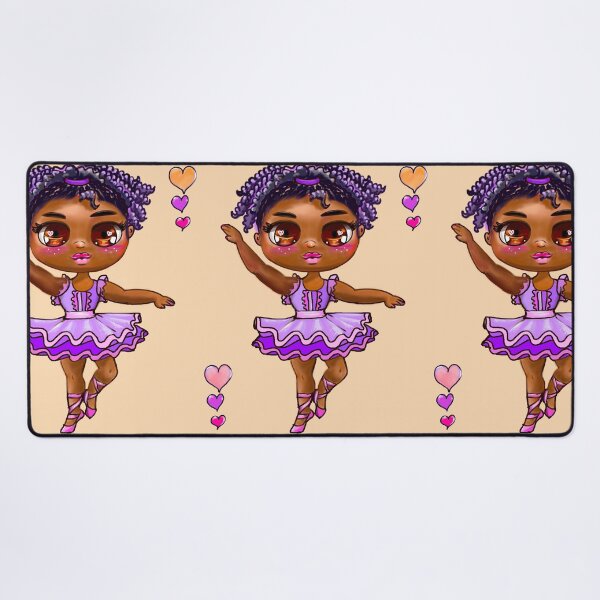 Item preview, Chibi African American, Black ballerina girl with corn rows ballet dancing 2! beautiful  black girl with Afro hair and dark brown skin wearing a pink tutu. Love Ballet designed and sold by Artonmytee.