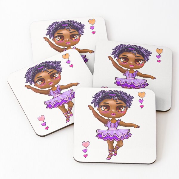 Item preview, Chibi African American, Black ballerina girl with corn rows ballet dancing 2! beautiful  black girl with Afro hair and dark brown skin wearing a pink tutu. Love Ballet designed and sold by Artonmytee.