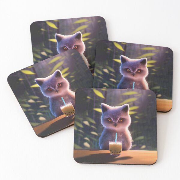 Item preview, Baby Owl with boba bubble tea designed and sold by akwl-design.