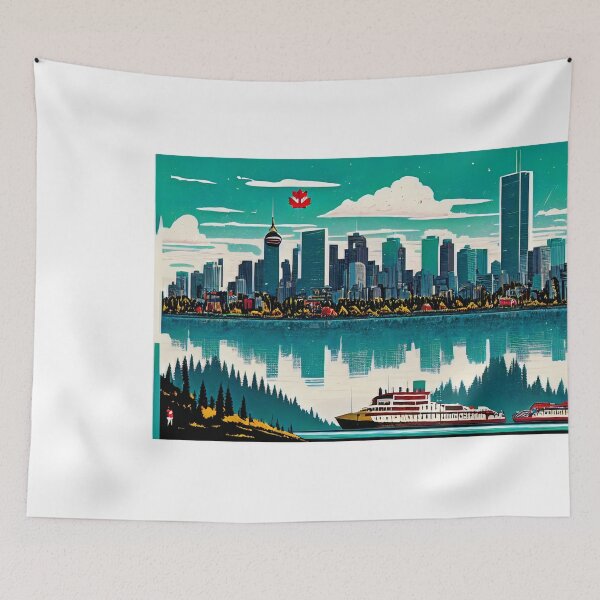 Item preview, Iconic landmarks dotting skyline canvas designed and sold by Imagyn8.