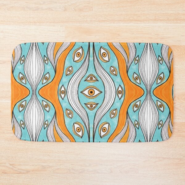 Item preview, Psychedelic Eyes Hippie Pattern Blue Orange designed and sold by Boriana Giormova.