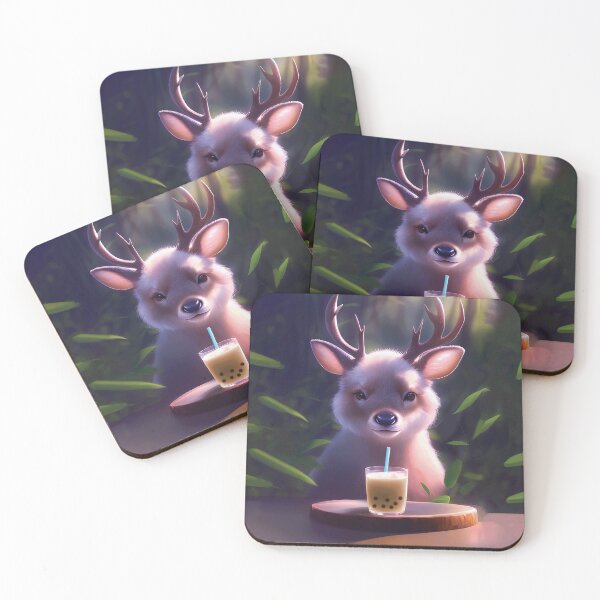 Item preview, Baby Deer with boba bubble tea designed and sold by akwl-design.
