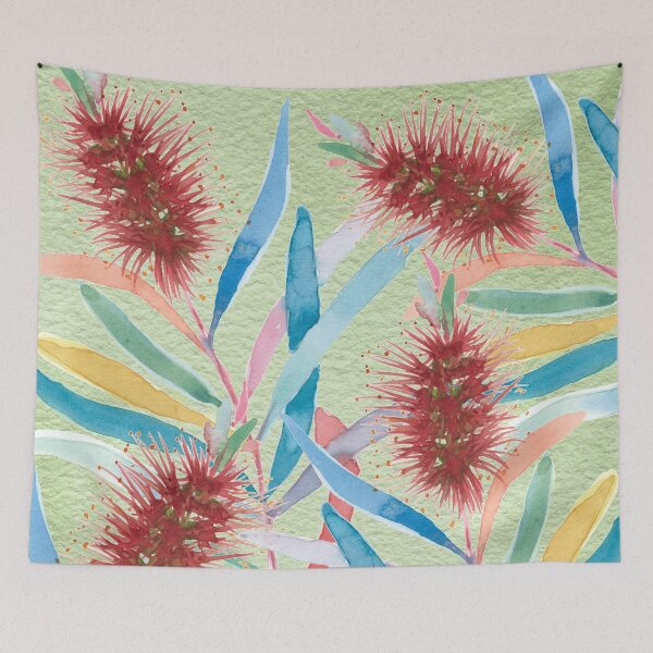 Item preview, Australian bottlebrush hand painted in watercolor designed and sold by Sylvie Murray.