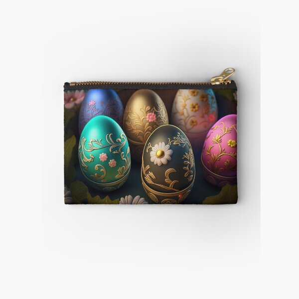 Aperçu de l'œuvre Easter eggs with flowers pattern design, vintage colors and luminous light 6 créée et vendue par jetaiart.
