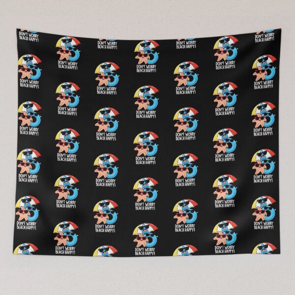 Item preview, Don't Worry Beach Happy Funny Summer Puns (Dark BG) designed and sold by punnybone.