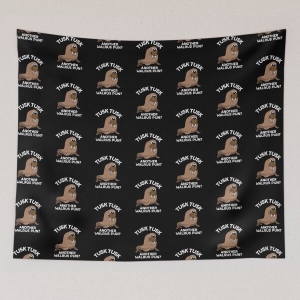 Item preview, Tusk Tusk Another Walrus Pun Funny Animal Puns (Dark BG) designed and sold by punnybone.