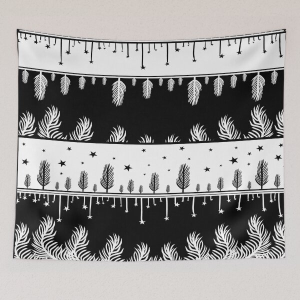 Item preview, White and Black Feather / Star Pattern / Minimalistic Monochrome Crisp Illustration designed and sold by impressionofmel.