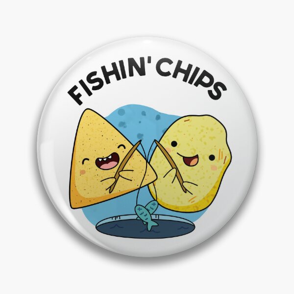 Item preview, Fishin chips Funny Food Puns  designed and sold by punnybone.