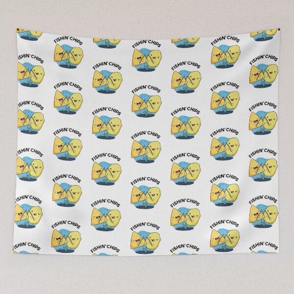 Item preview, Fishin chips Funny Food Puns  designed and sold by punnybone.