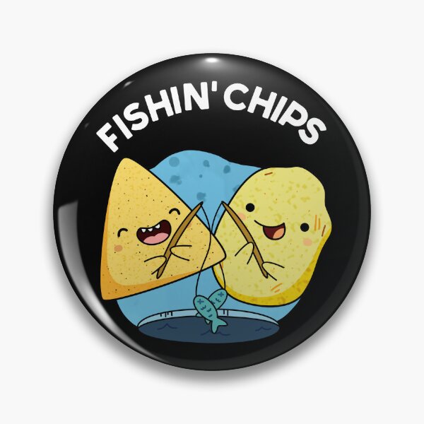 Item preview, Fishin chips Funny Food Puns (Dark BG) designed and sold by punnybone.