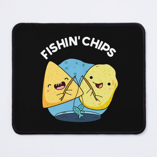 Item preview, Fishin chips Funny Food Puns (Dark BG) designed and sold by punnybone.
