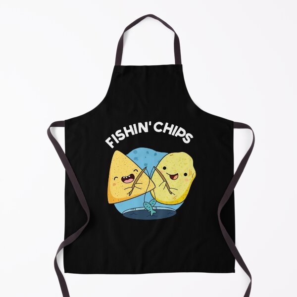 Item preview, Fishin chips Funny Food Puns (Dark BG) designed and sold by punnybone.