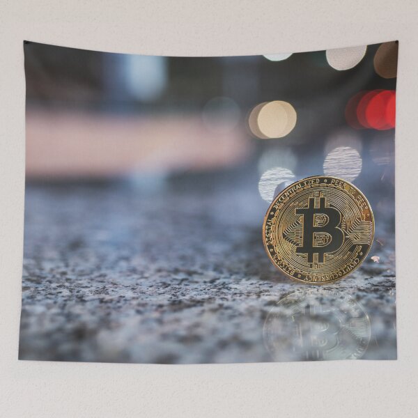 Item preview, Bitcoin crypto coin with night city background designed and sold by salarkoshop.