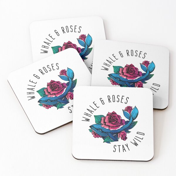 Item preview, Whale and Roses Stay Wild Blue Whale and Red Roses for Light Background designed and sold by activlifewear.