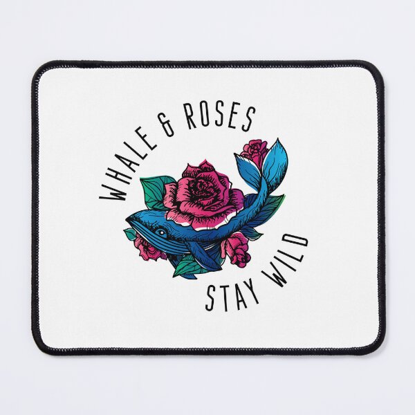 Item preview, Whale and Roses Stay Wild Blue Whale and Red Roses for Light Background designed and sold by activlifewear.
