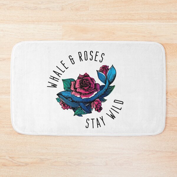 Item preview, Whale and Roses Stay Wild Blue Whale and Red Roses for Light Background designed and sold by activlifewear.