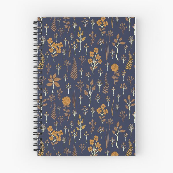 Aperçu de l'œuvre Motif floral jaune bleu marine et moutarde créée et vendue par somecallmebeth.