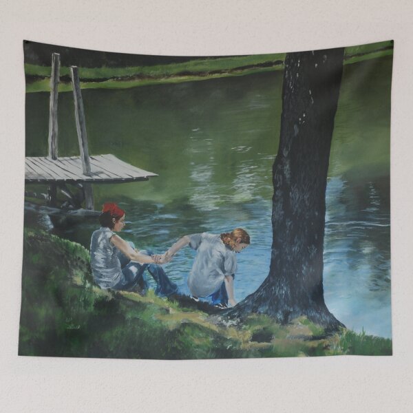 Item preview, Sisters by the pond in summer designed and sold by M Maloney.