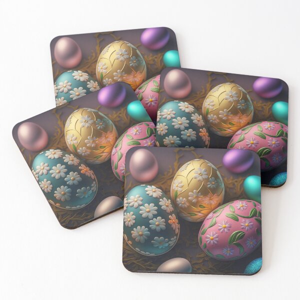 Item preview, Easter eggs with flowers pattern design, vintage colors and luminous light 8 designed and sold by jetaiart.