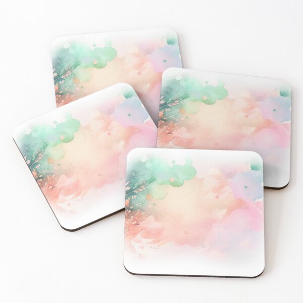 Item preview, Coral Pink Teal watercolor washes painting artwork abstract designed and sold by adlydesigns.