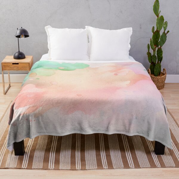 Item preview, Coral Pink Teal watercolor washes painting artwork abstract designed and sold by adlydesigns.