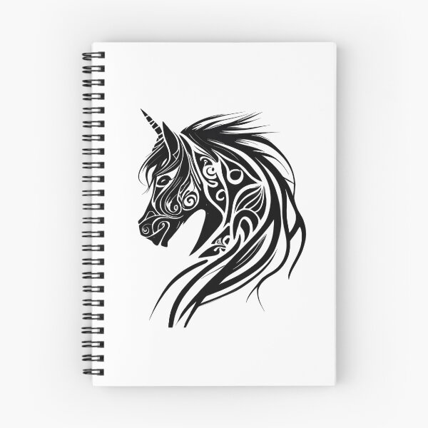 Aperçu de l'œuvre Unicorn Tribal Tattoo créée et vendue par ShadowAndSlate.