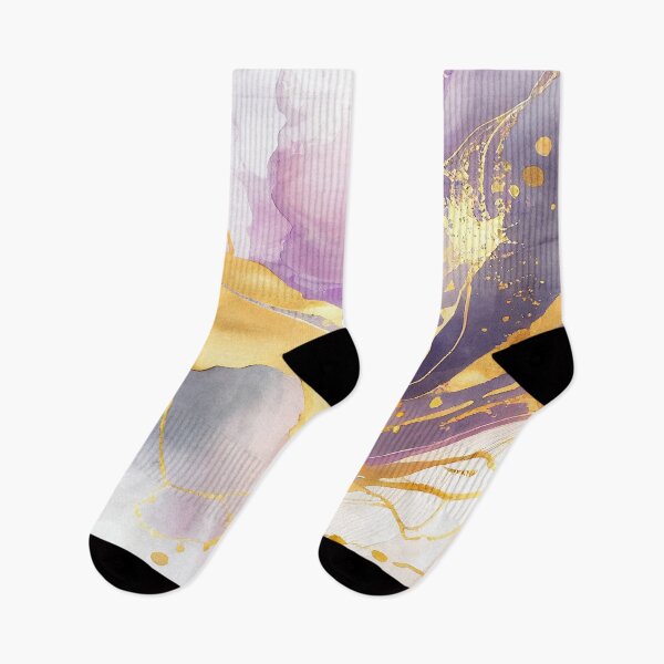 Item preview, Purple Gold watercolor washes abstract painting artwork  designed and sold by adlydesigns.