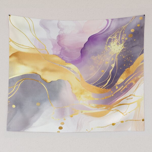 Item preview, Purple Gold watercolor washes abstract painting artwork  designed and sold by adlydesigns.