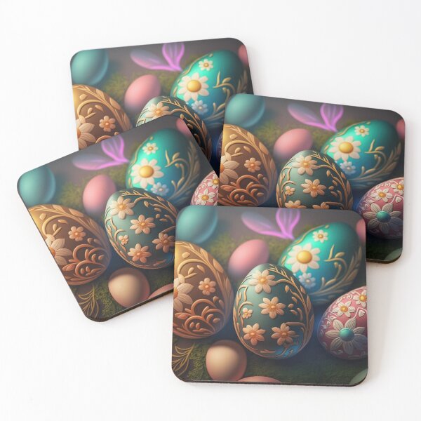 Item preview, Easter eggs with flowers pattern design, vintage colors and luminous light 9 designed and sold by jetaiart.