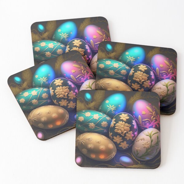 Item preview, Easter eggs with flowers pattern design, vintage colors and luminous light 10 designed and sold by jetaiart.